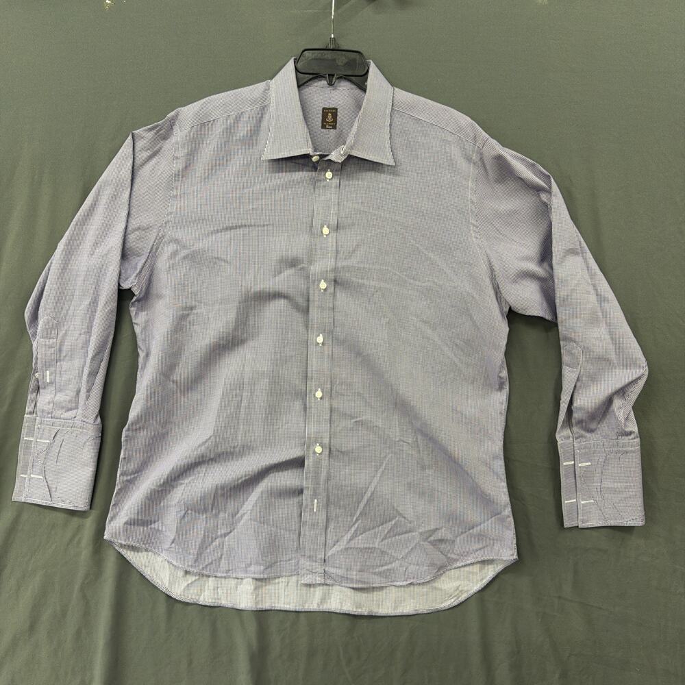 Robert Talbot Estate Mens Purple&White Gingham Check Dress Shirt USA